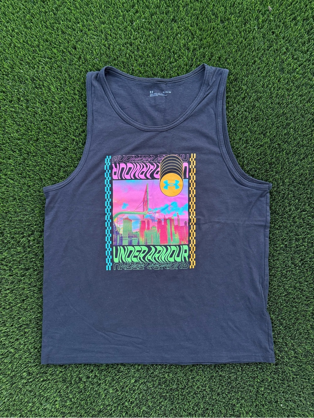 Under Armour Black Tank Top with Neon Graphic